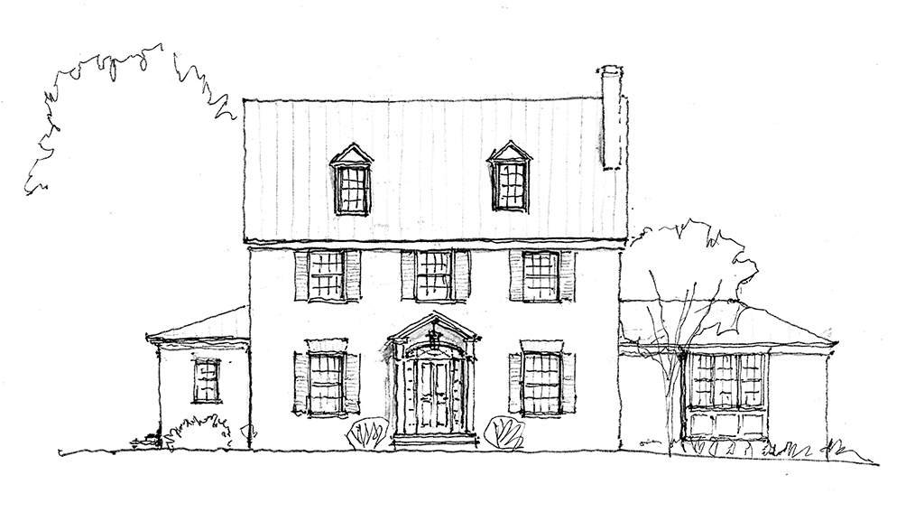 Elevation study for renovations and additions.