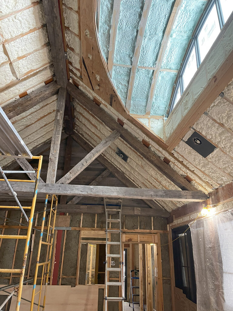 Insulation installed at poolhouse.