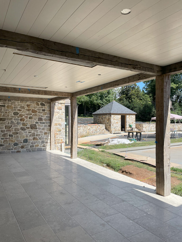 Poolhouse porch floor installed.