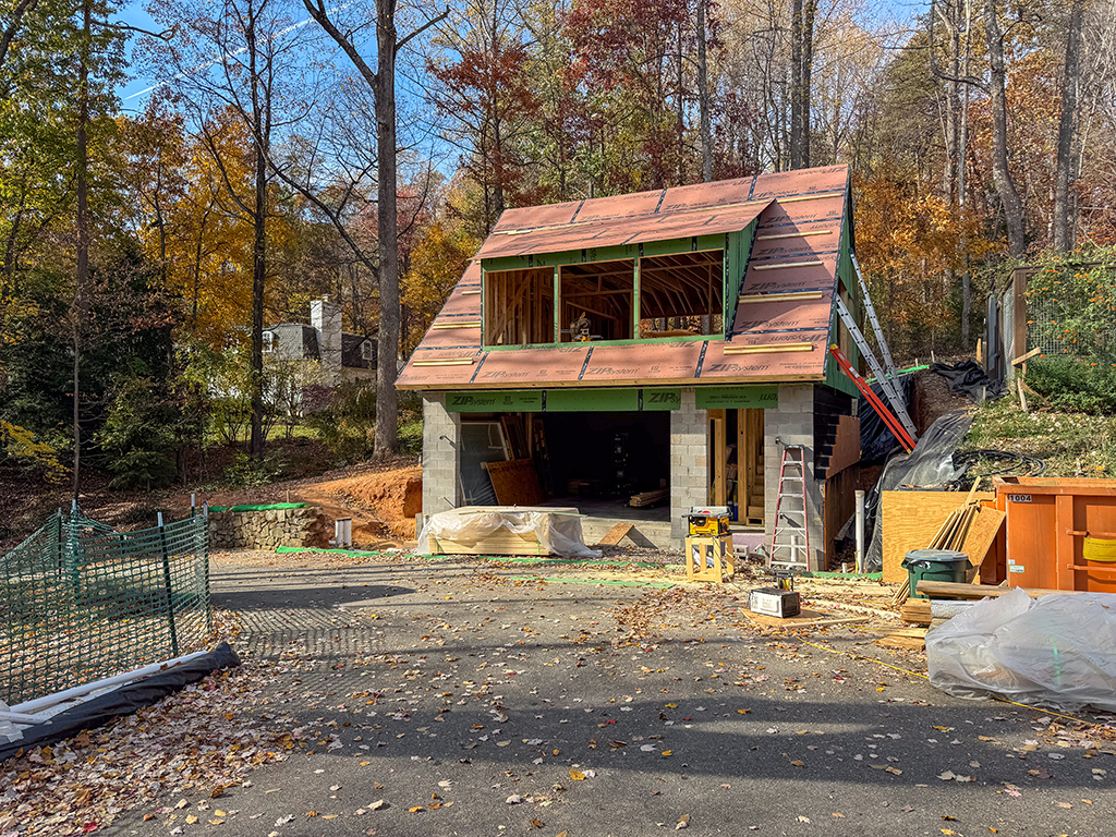 Garage roof sheathing complete