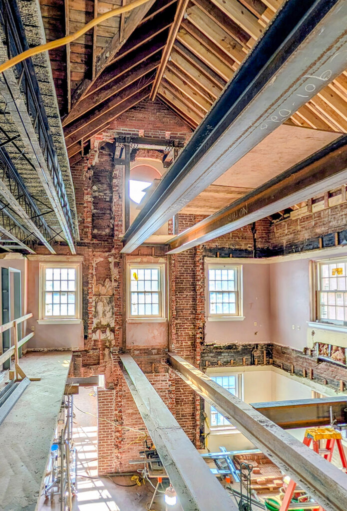 Steel installation in historic brick Albemarle County courts building