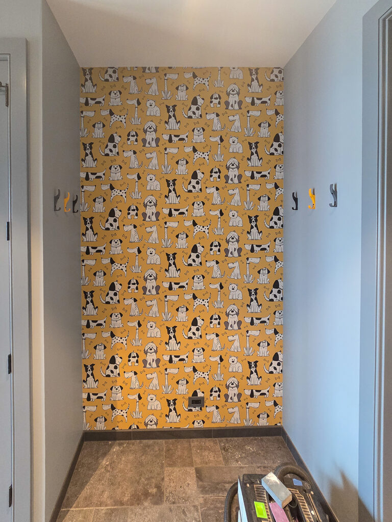 Playful wall covering for a dog room