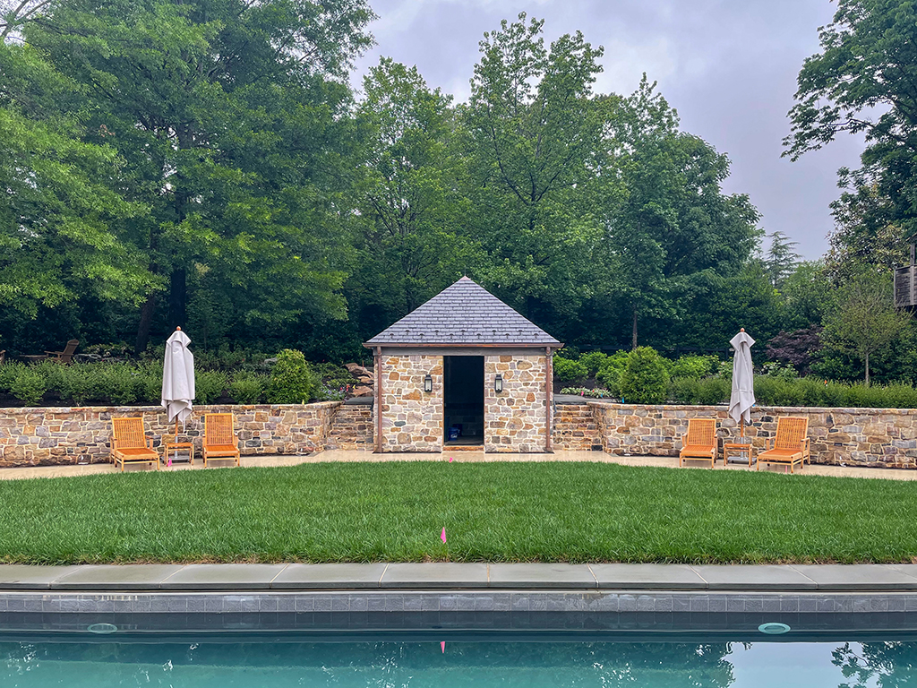 Storage pavilion and pool terrace