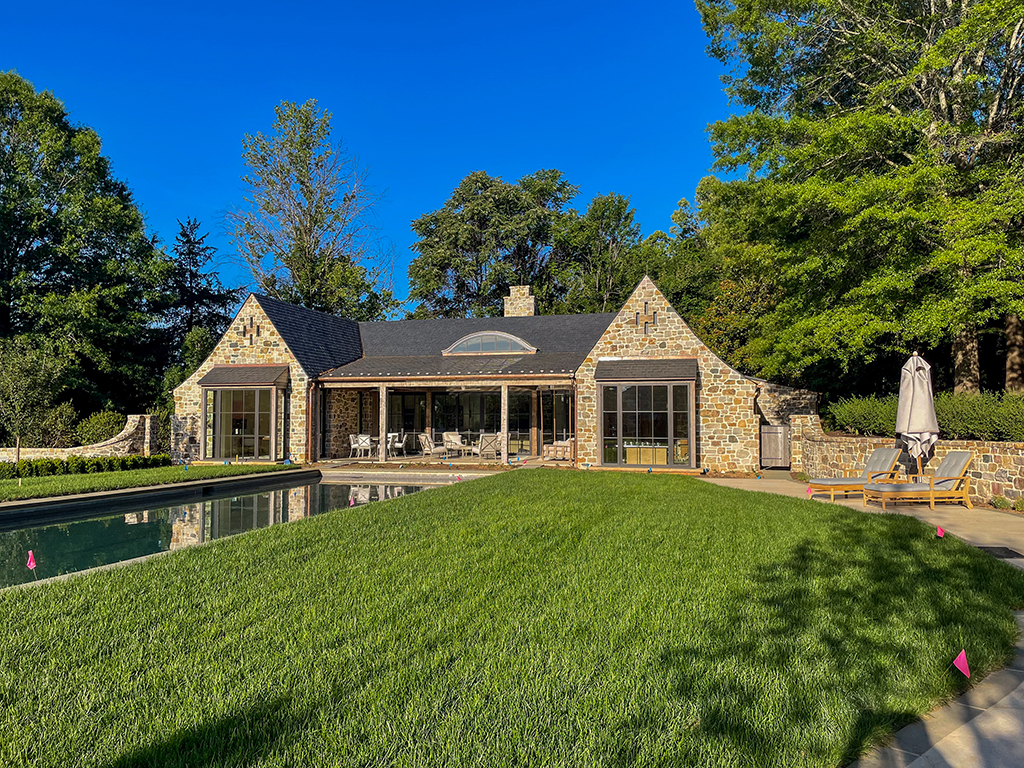Stone poolhouse exterior